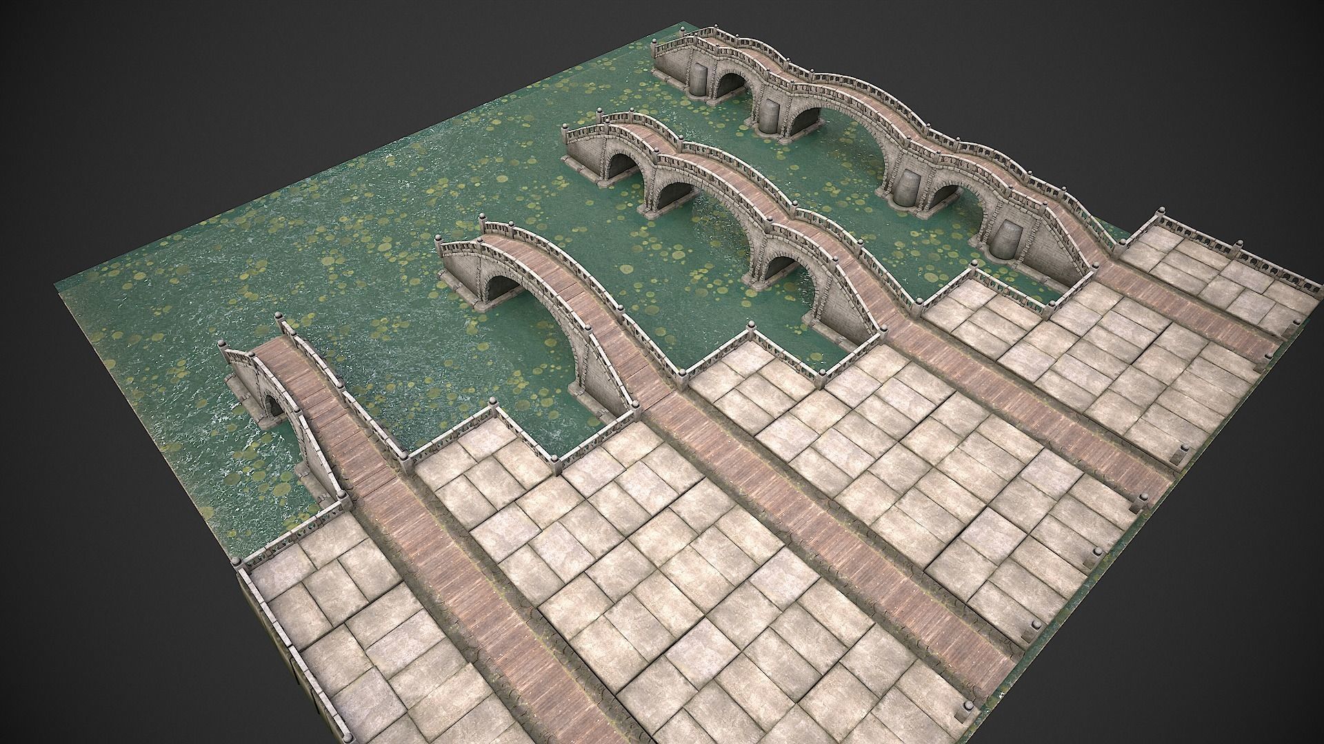 Bridges and Modular Embankment Pack Low-poly 3D model_4