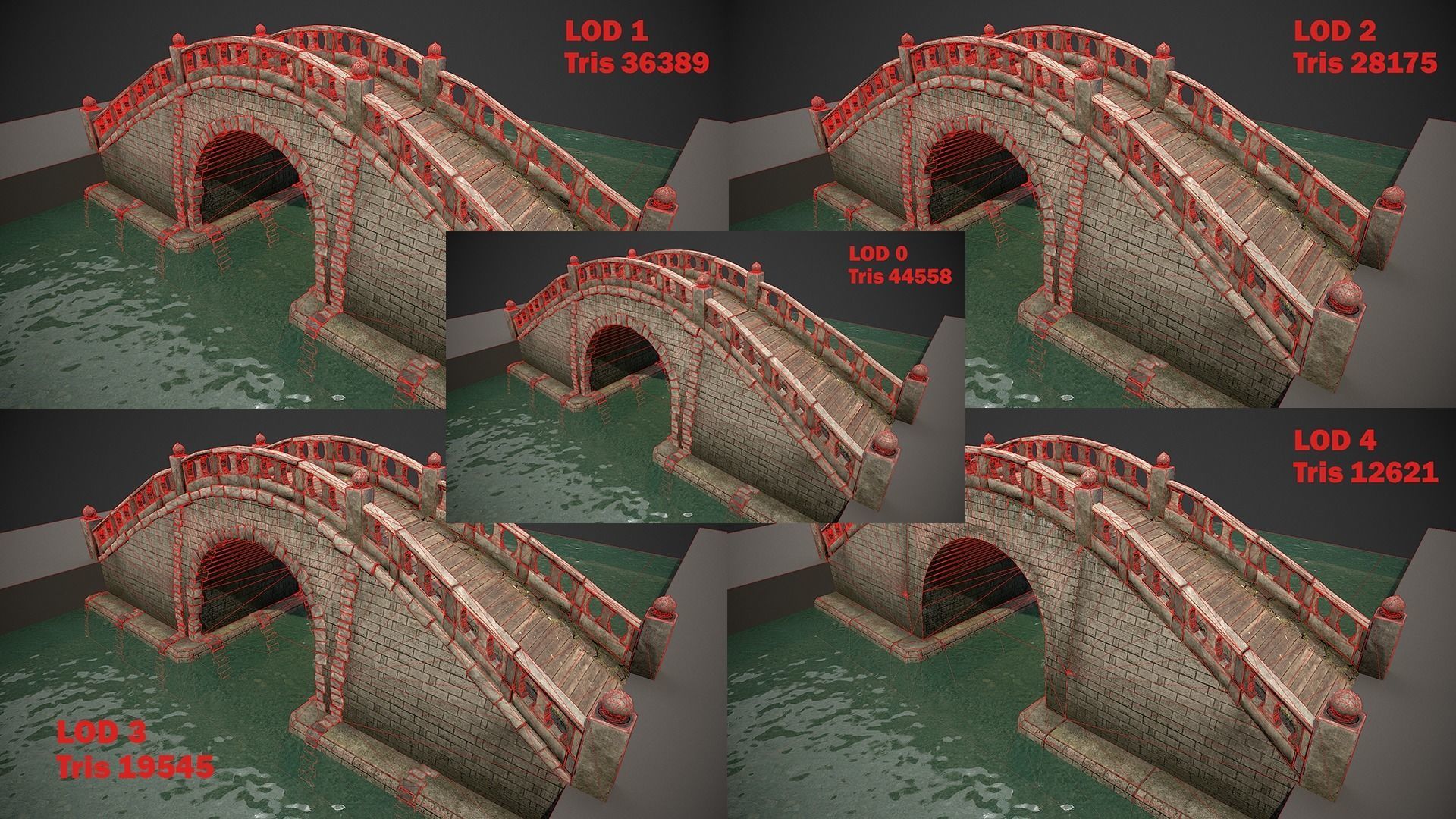 Bridges and Modular Embankment Pack Low-poly 3D model_17