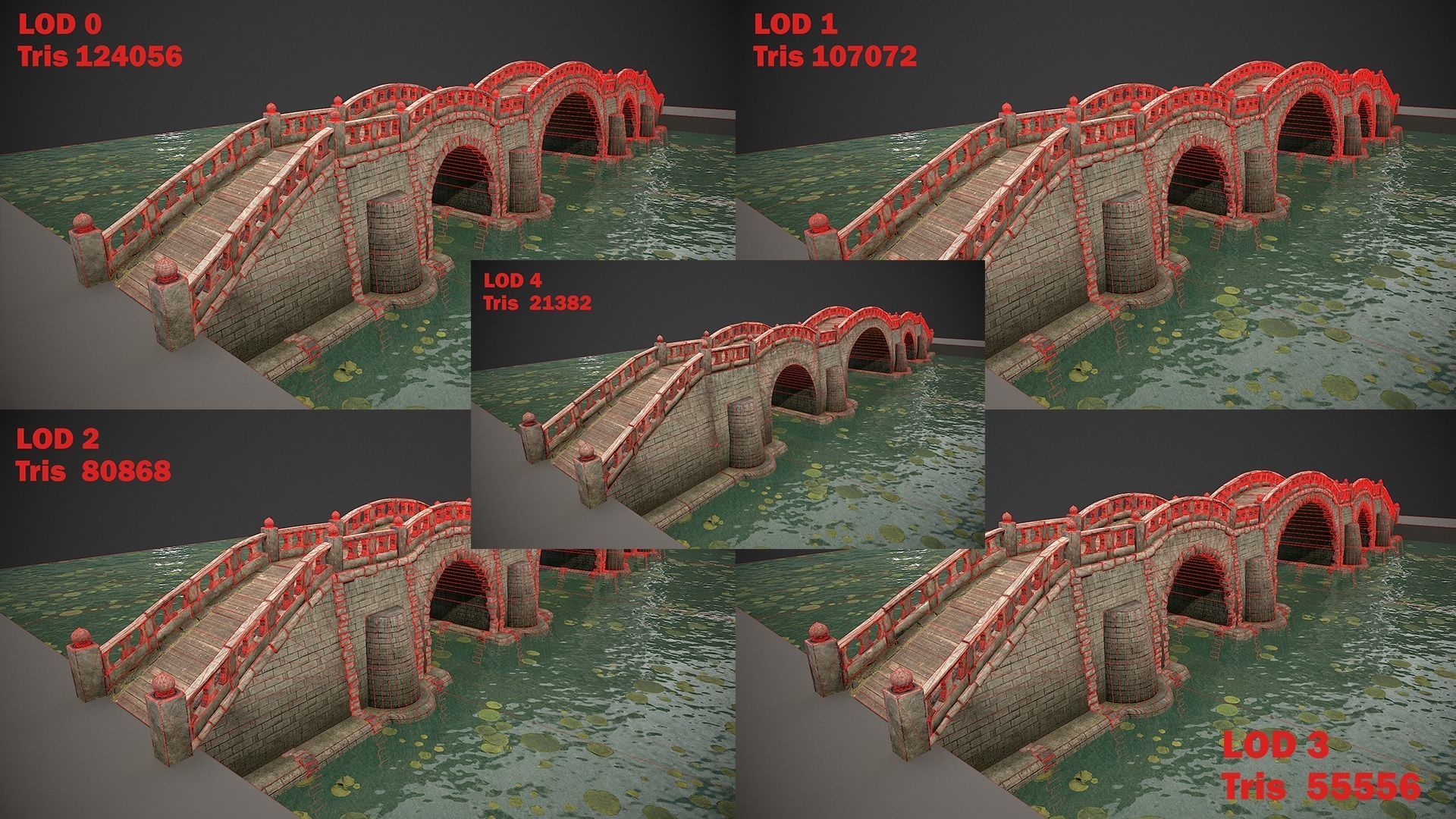 Bridges and Modular Embankment Pack Low-poly 3D model_12