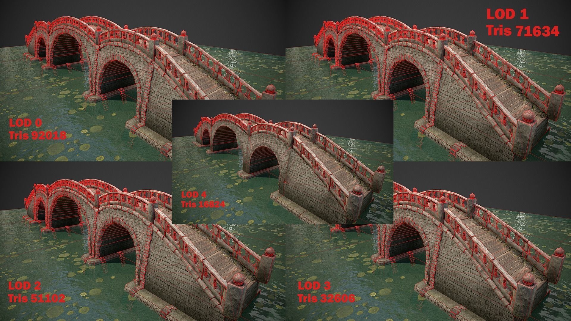 Bridges and Modular Embankment Pack Low-poly 3D model_23