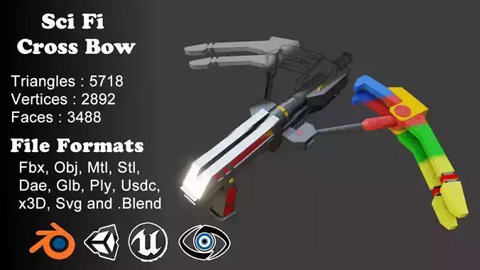 Modern sci fi crossbow Low-poly 3D model
