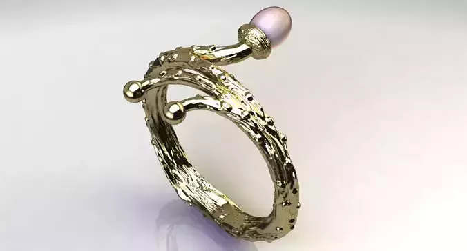 Coral Ring with Pearl 