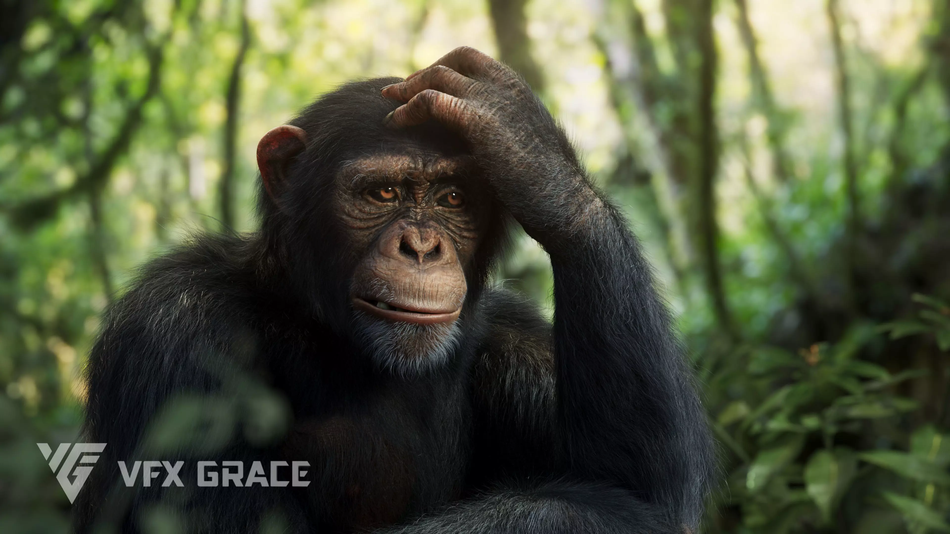 Chimpanzee Animated VFX Grace 3D model_0