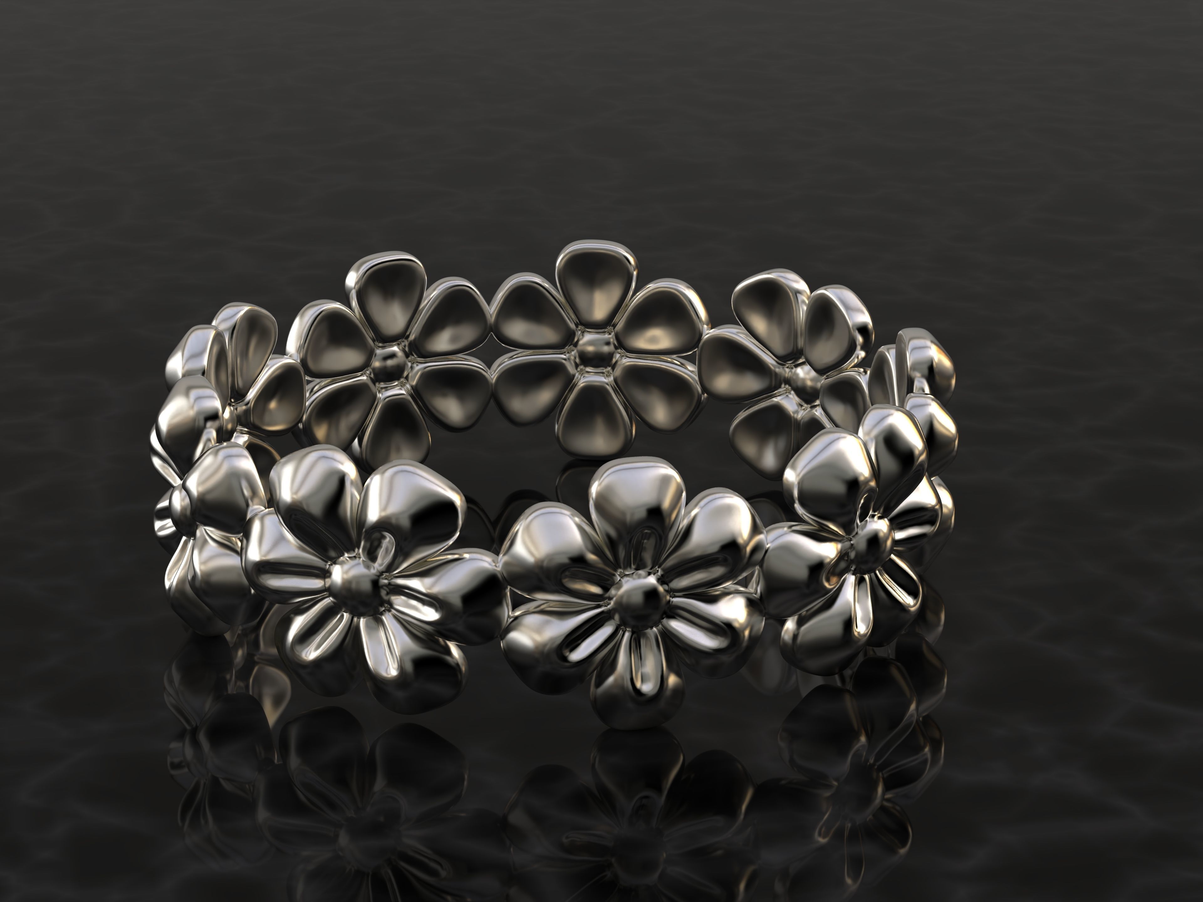 Flowers Ring 3D print model_4