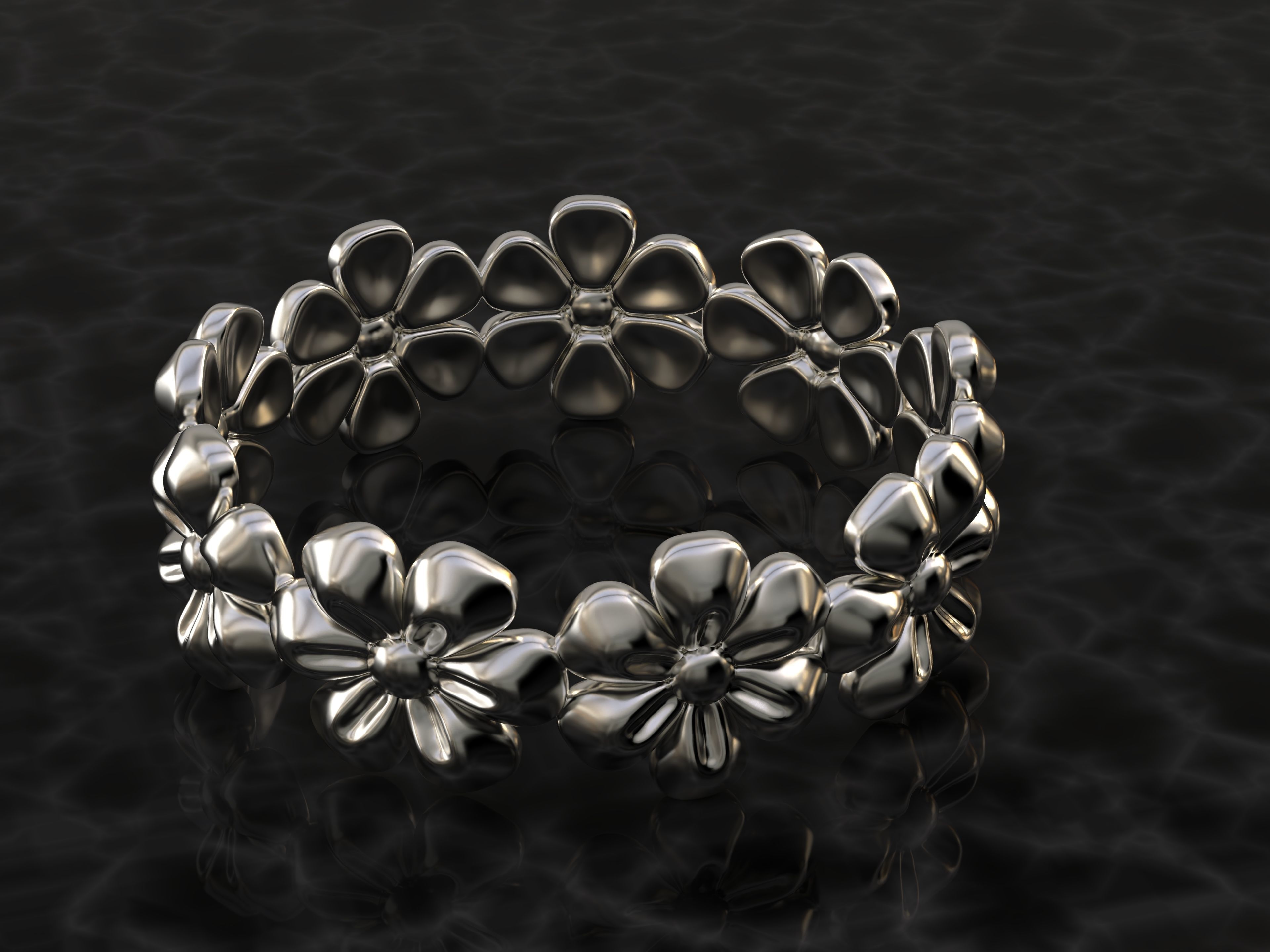 Flowers Ring 3D print model_5