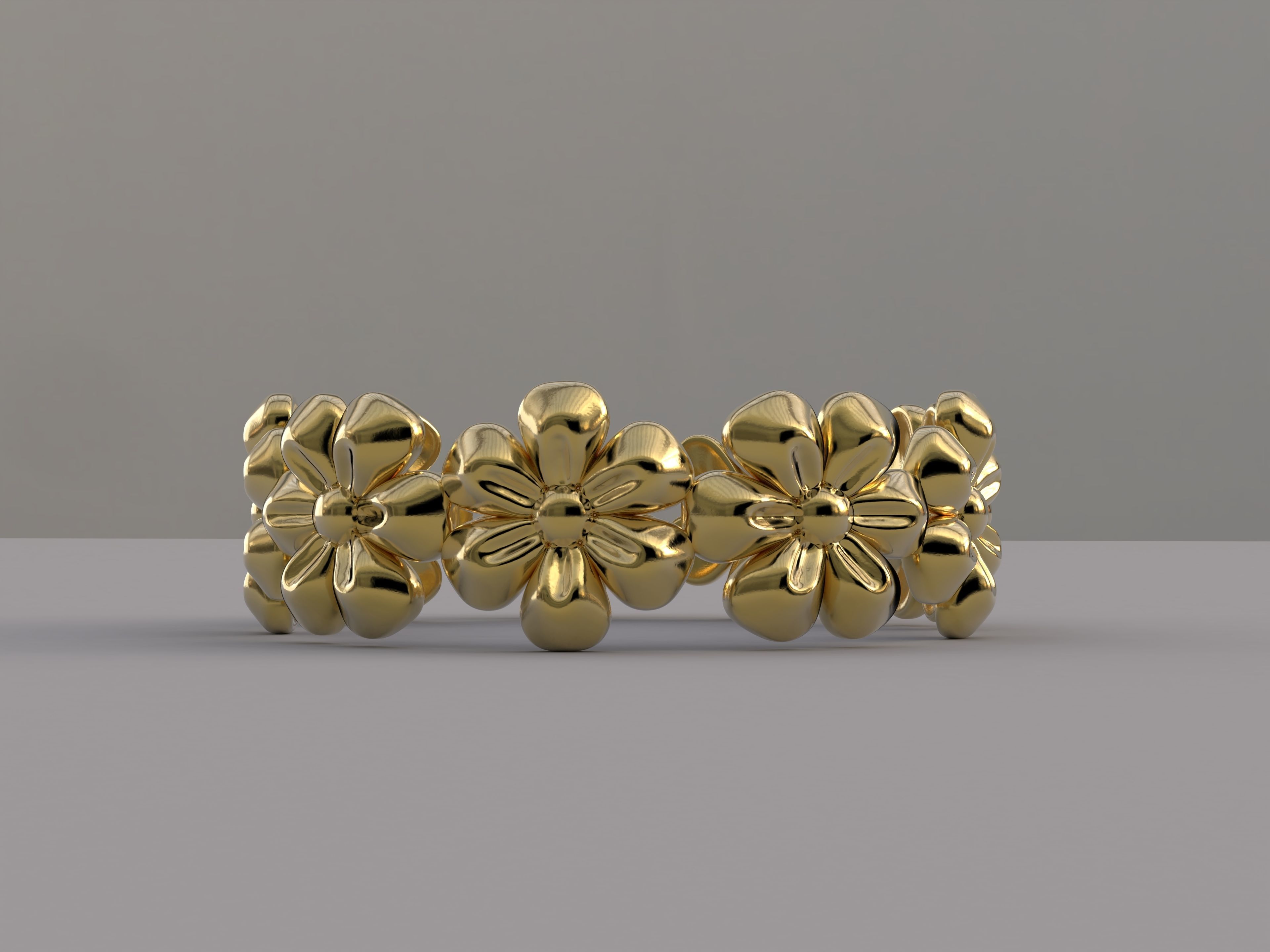 Flowers Ring 3D print model_3
