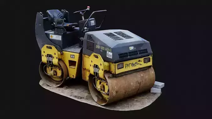 Pletwals road roller Low-poly 3D model