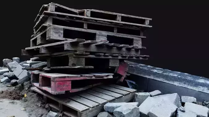 Palette Pile Low-poly 3D model
