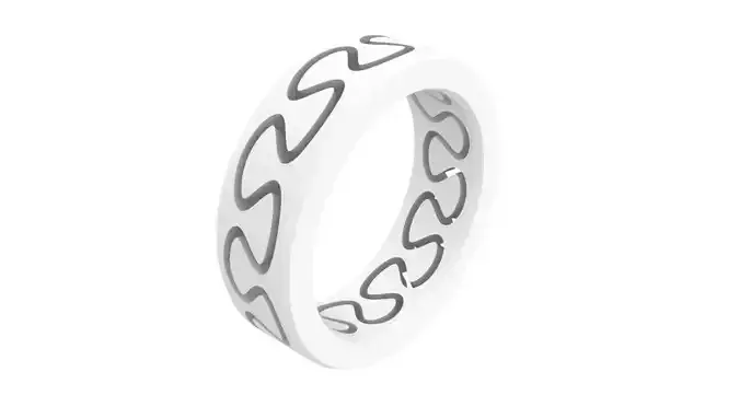 kinetic two-piece ring with wavy pattern 3D print model