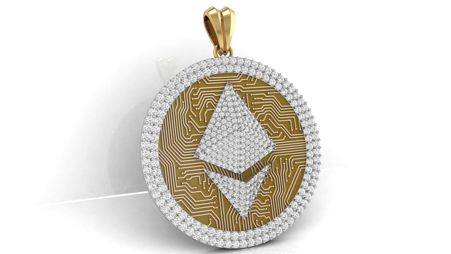 Diamond Ethereum Coin  Pendant  3D print model_1