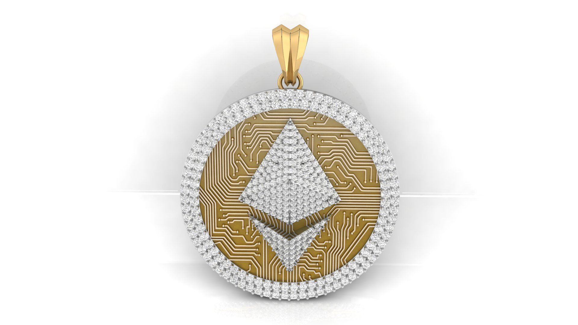 Diamond Ethereum Coin  Pendant  3D print model_4