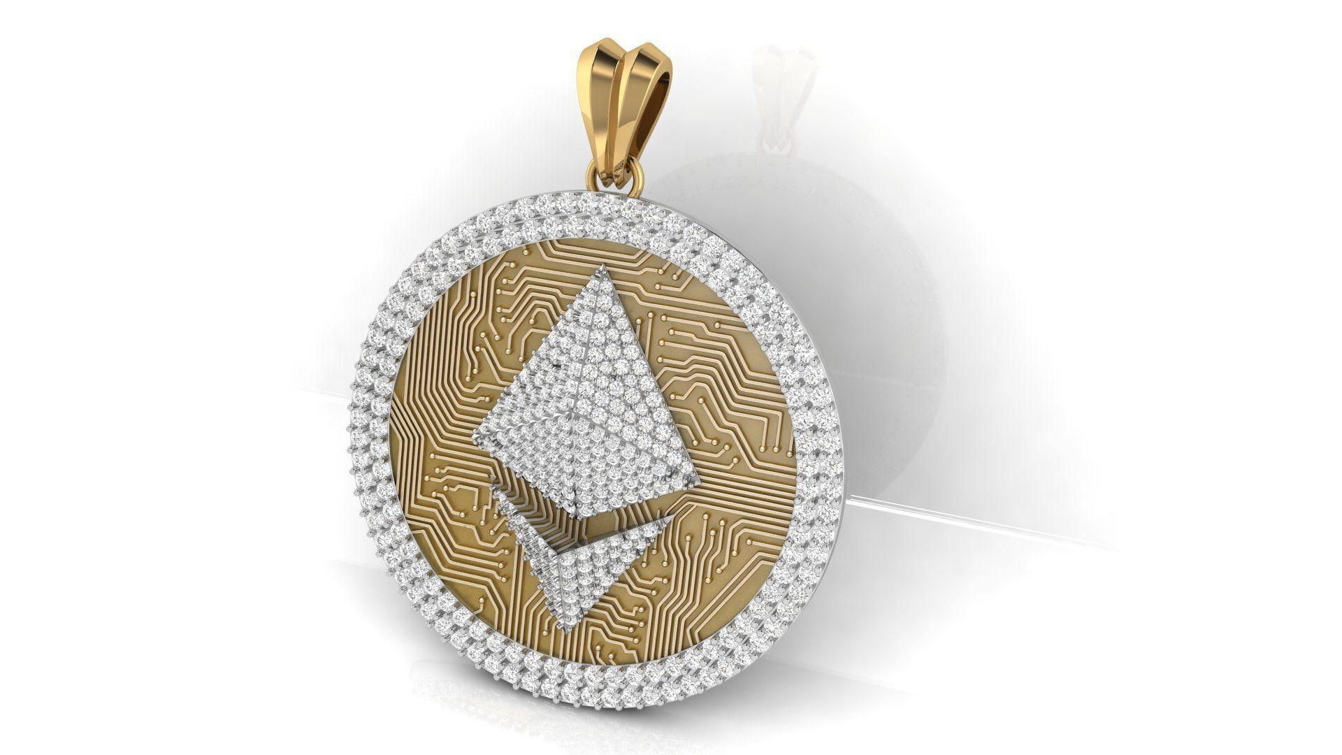 Diamond Ethereum Coin  Pendant  3D print model_3