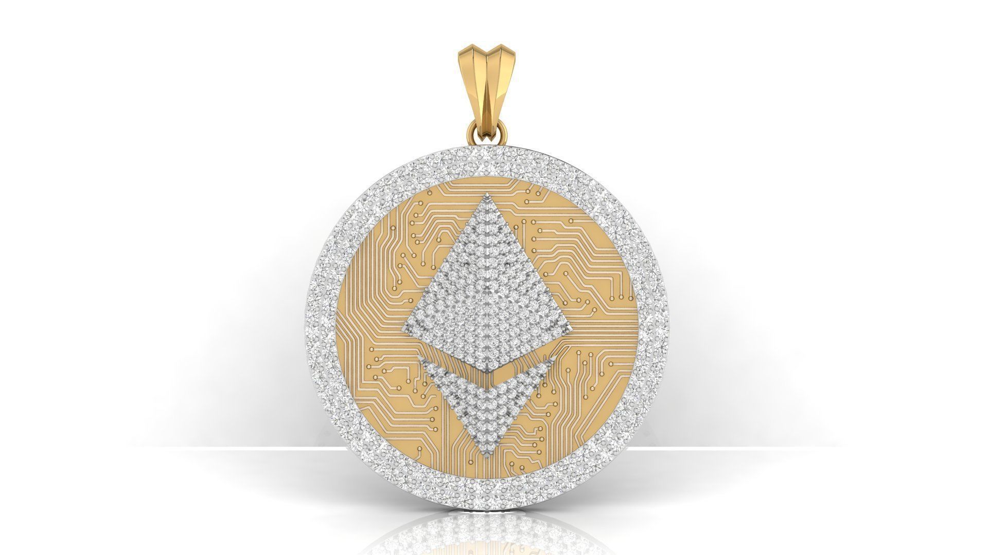 Diamond Ethereum Coin  Pendant  3D print model_5