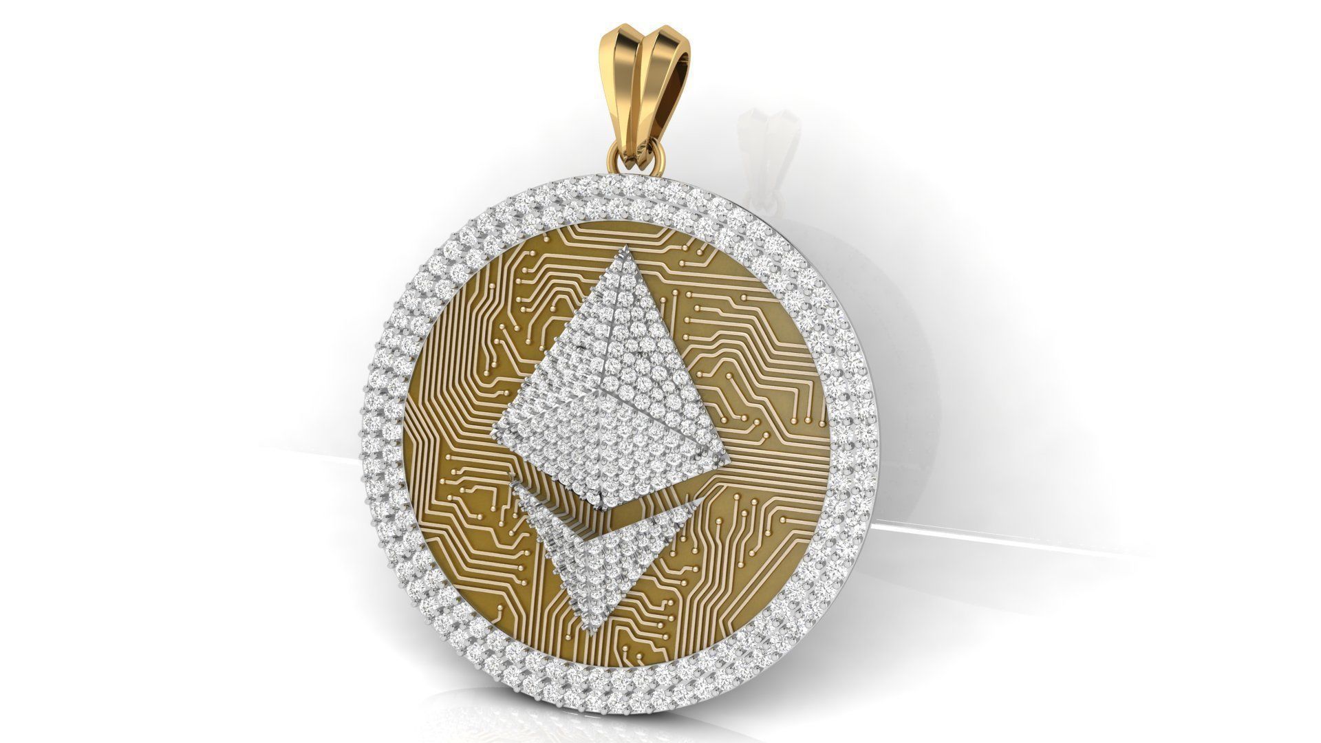 Diamond Ethereum Coin  Pendant  3D print model_2