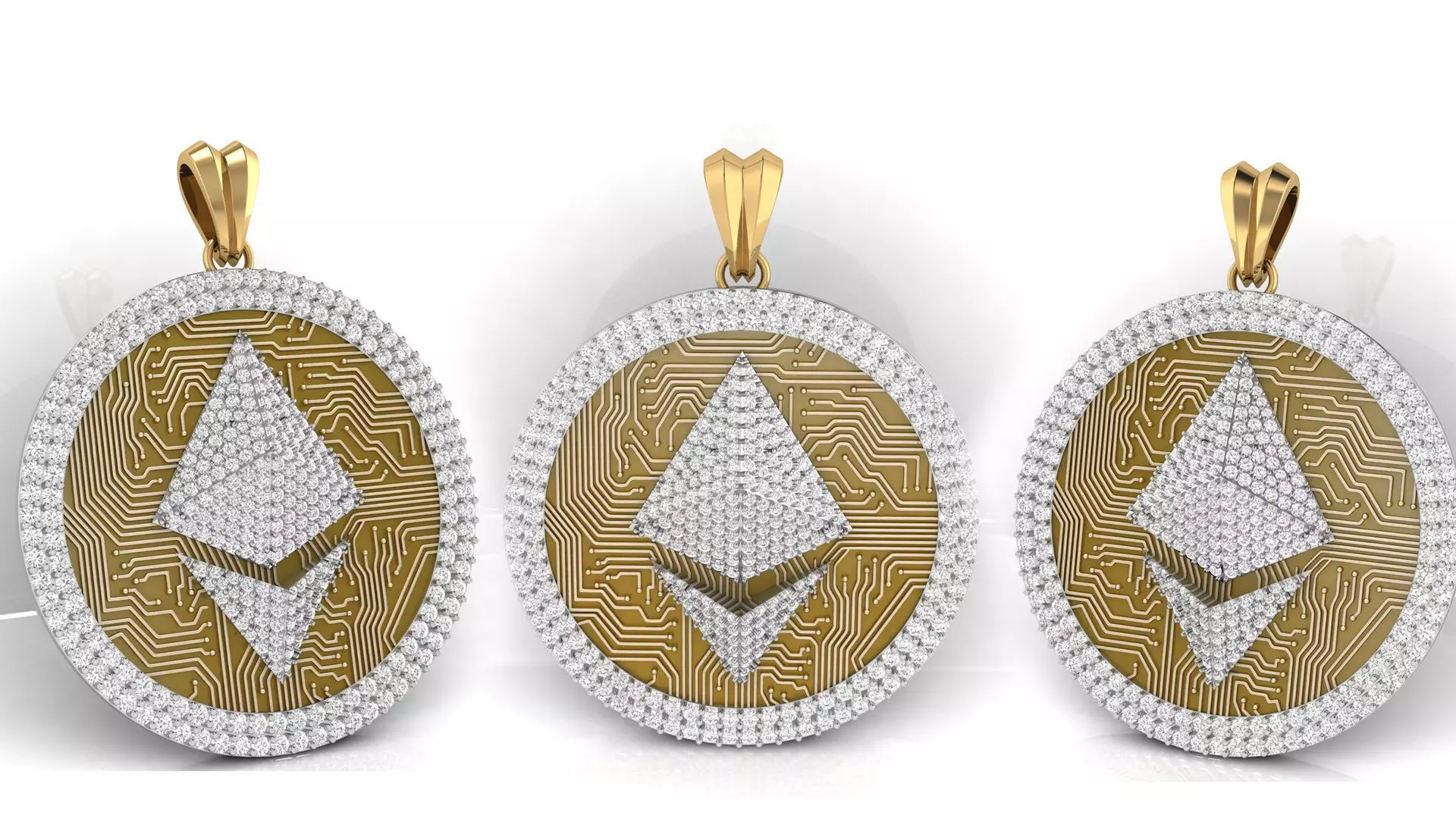 Diamond Ethereum Coin  Pendant  3D print model_0