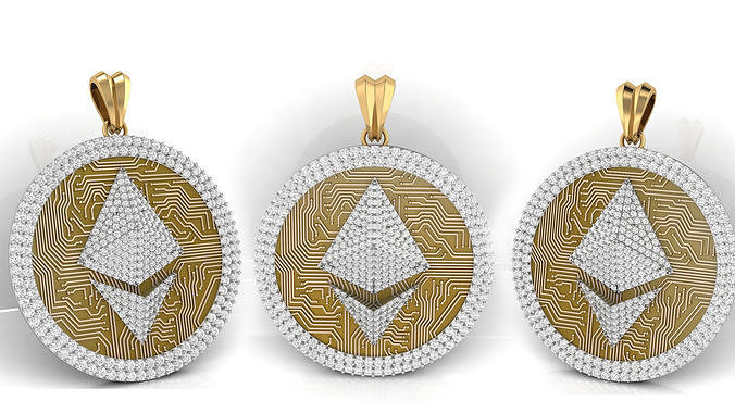 Diamond Ethereum Coin  Pendant  3D print model