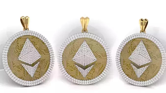 Diamond Ethereum Coin  Pendant  3D print model