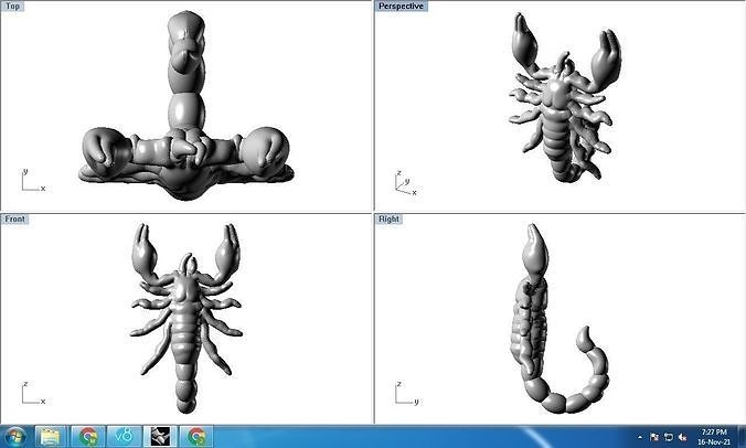 scorpion four scorpions 3D print model
