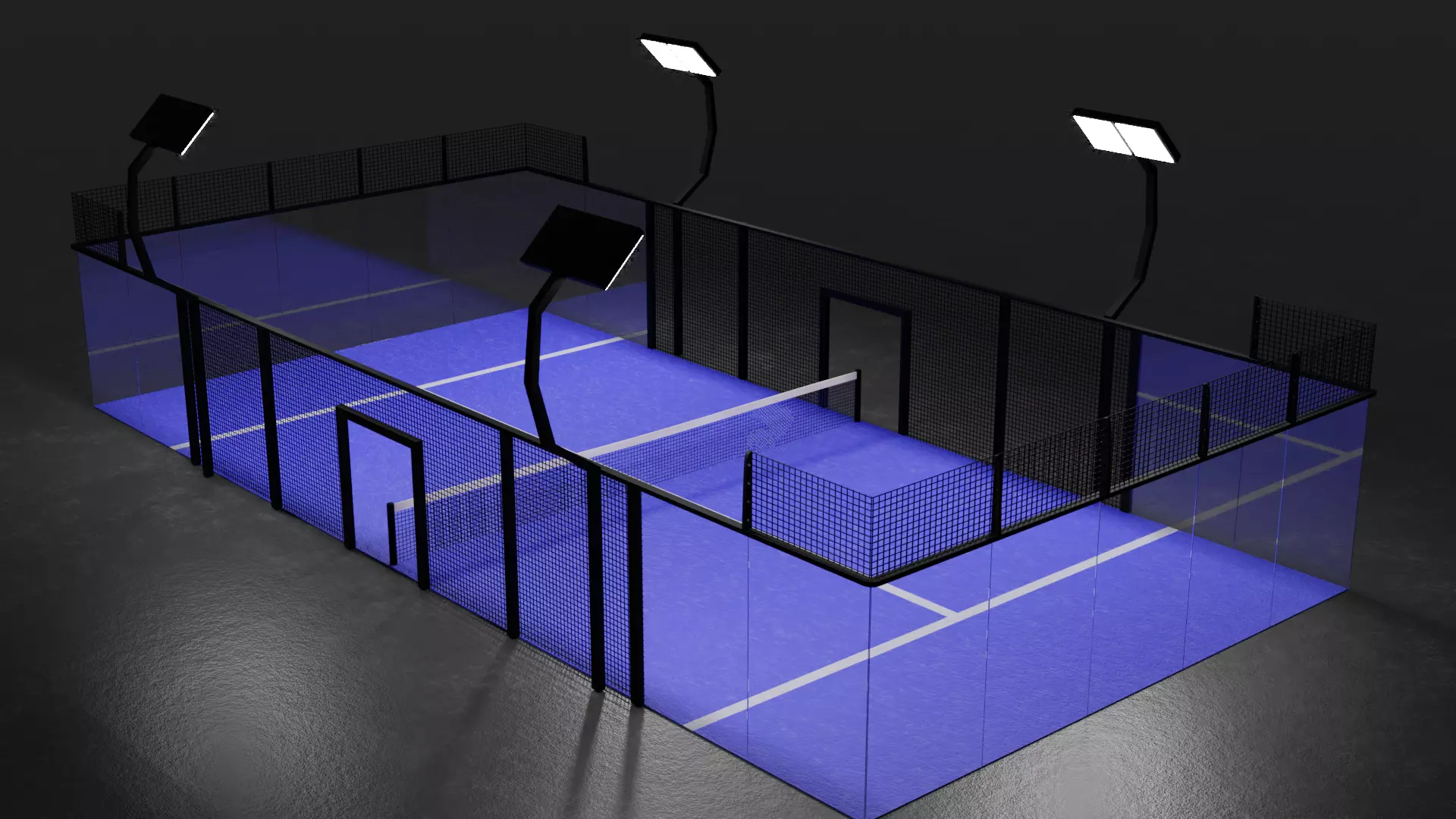 Padel court 3D model_0