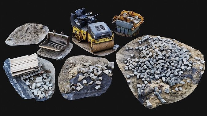 Roadworks Construction Scenery Props 3D Model Collection
