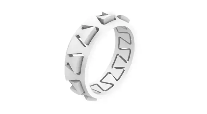 kinetic two-piece ring with jagged pattern 3D print model