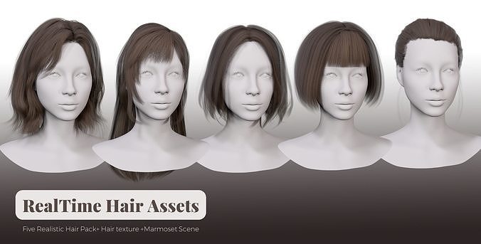 Real Time Hair Assets Low-poly 3D model