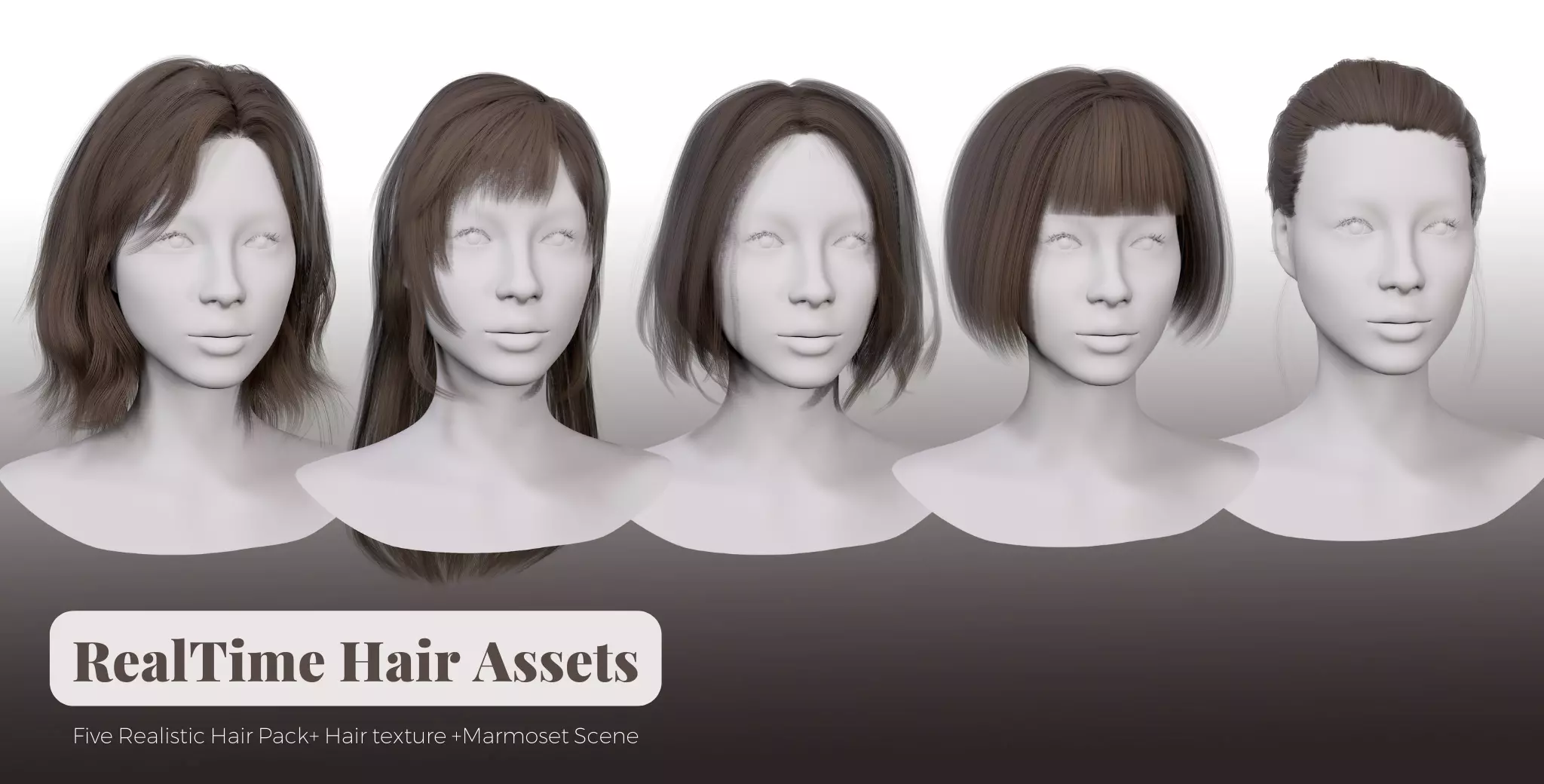 Real Time Hair Assets Low-poly 3D model_0