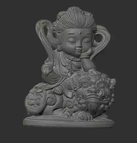 Manjusri Bodhisattva lion 3d print model 