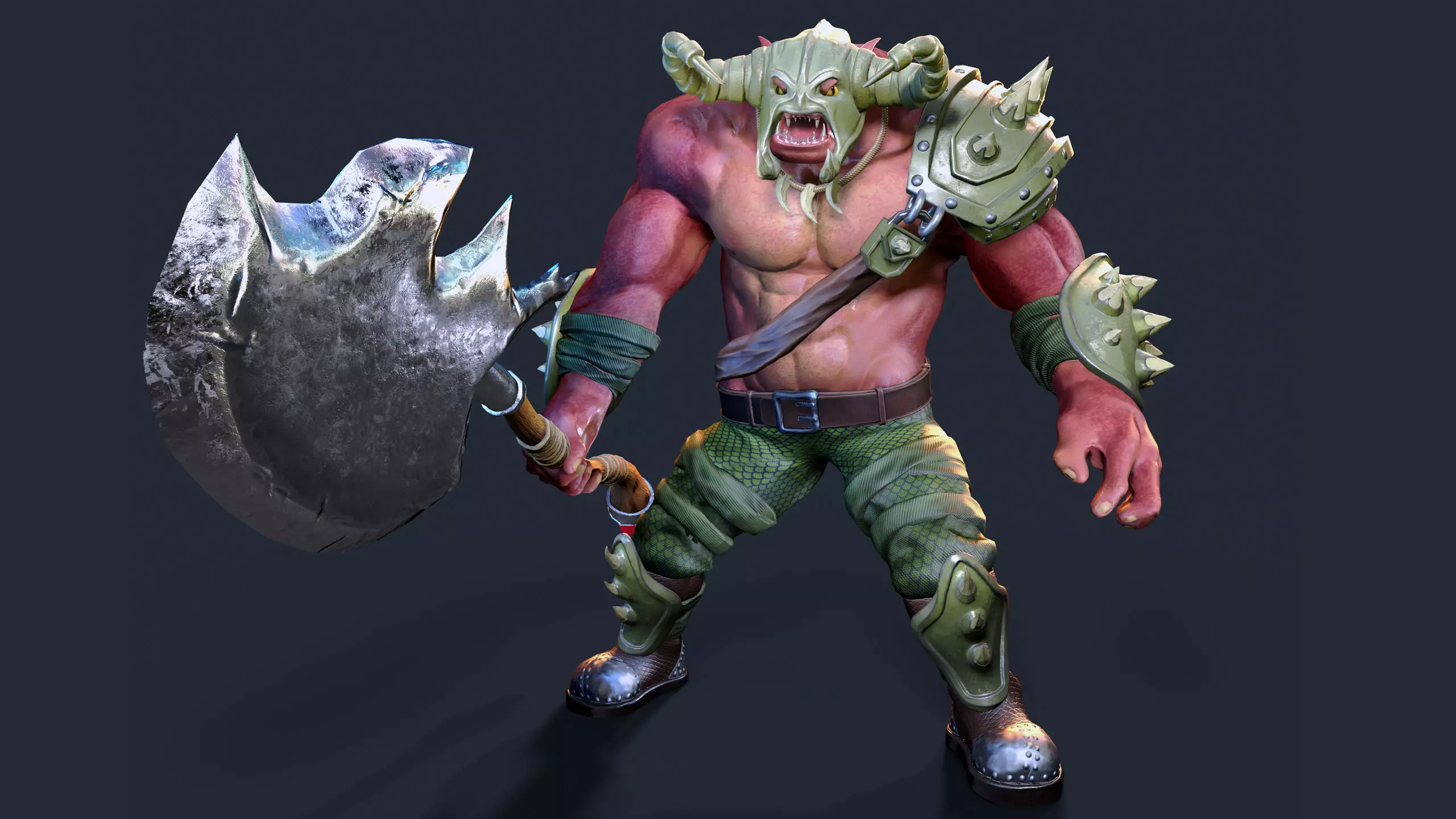 Orc Warrior Low-poly 3D model_0