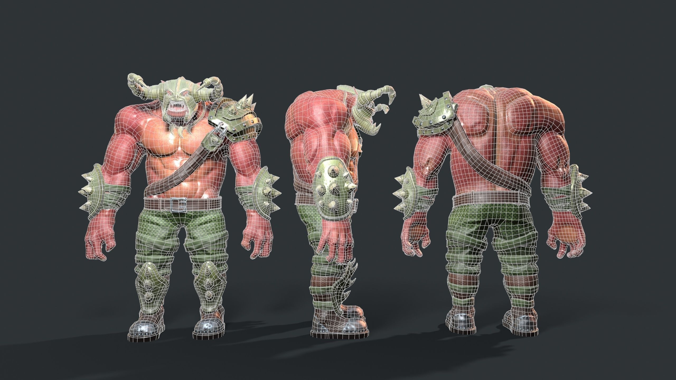 Orc Warrior Low-poly 3D model_6