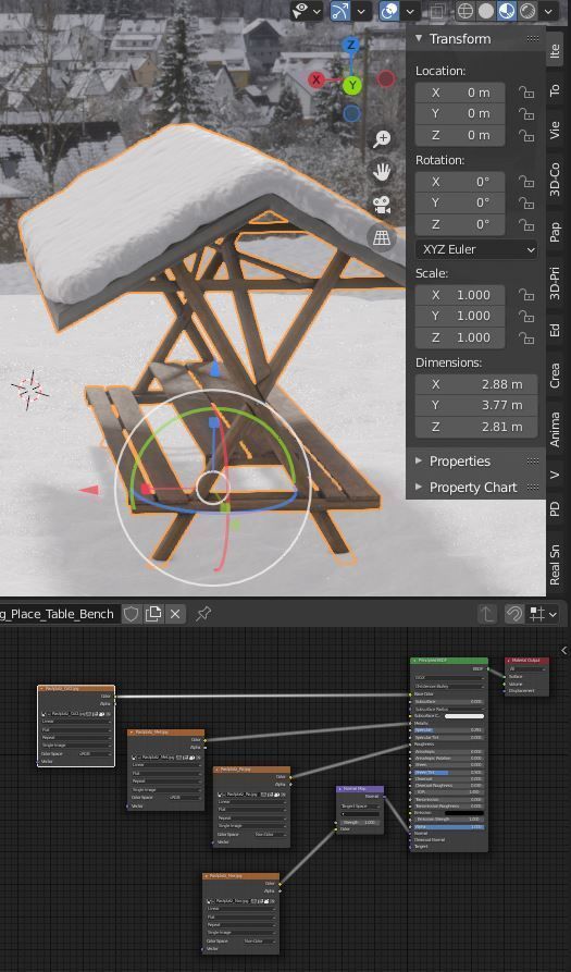 Resting Place Table Bench - Winter Version Low-poly 3D model_14