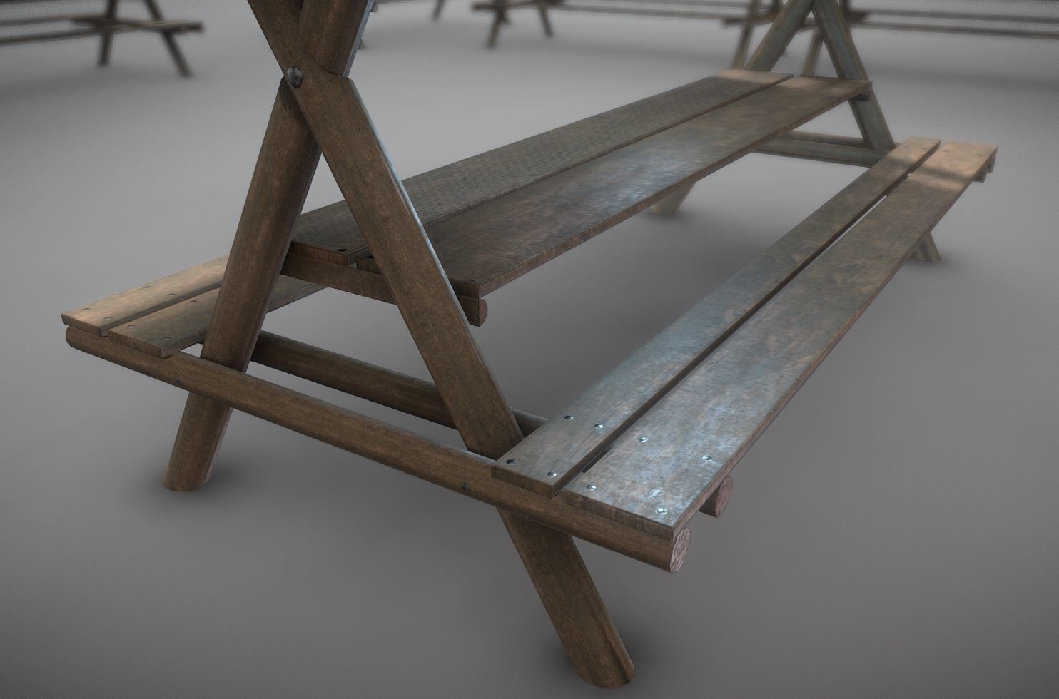 Resting Place Table Bench - Winter Version Low-poly 3D model_8