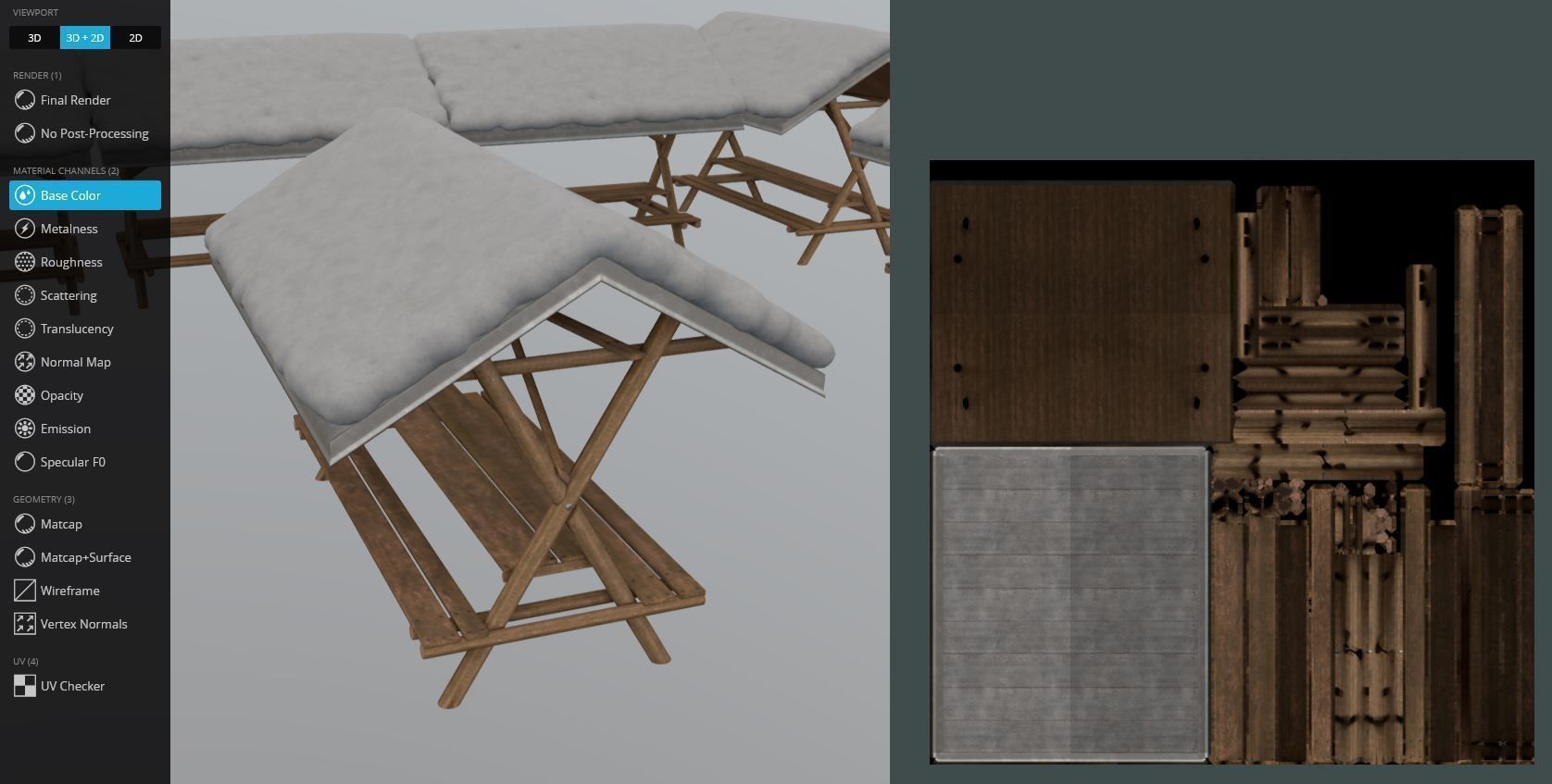 Resting Place Table Bench - Winter Version Low-poly 3D model_16