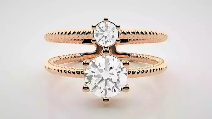 Stackable Solitaire Diamond Ring 3dm stl render detail