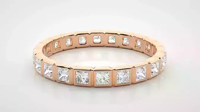 Princess Eternity Band Diamond Ring 3dm stl render detail 3D print model