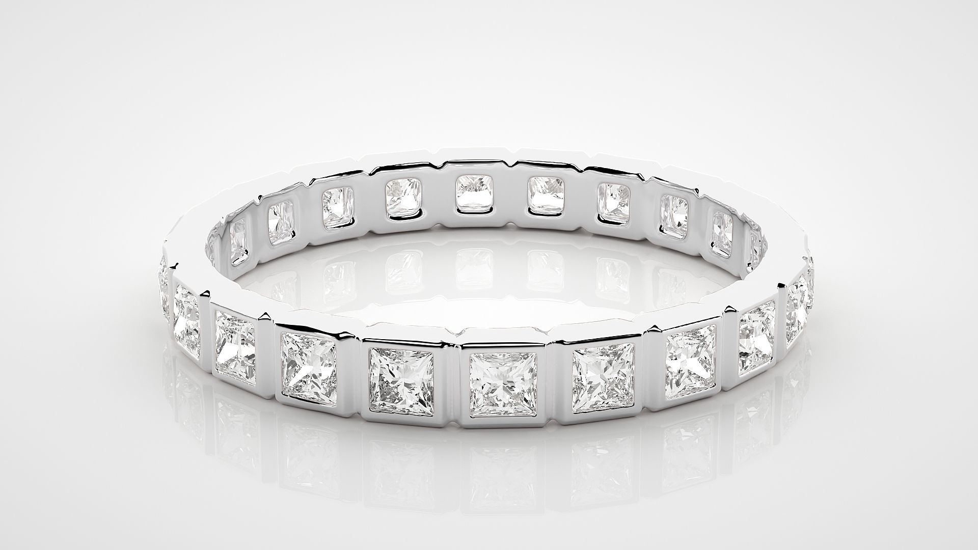 Princess Eternity Band Diamond Ring 3dm stl render detail 3D print model_3