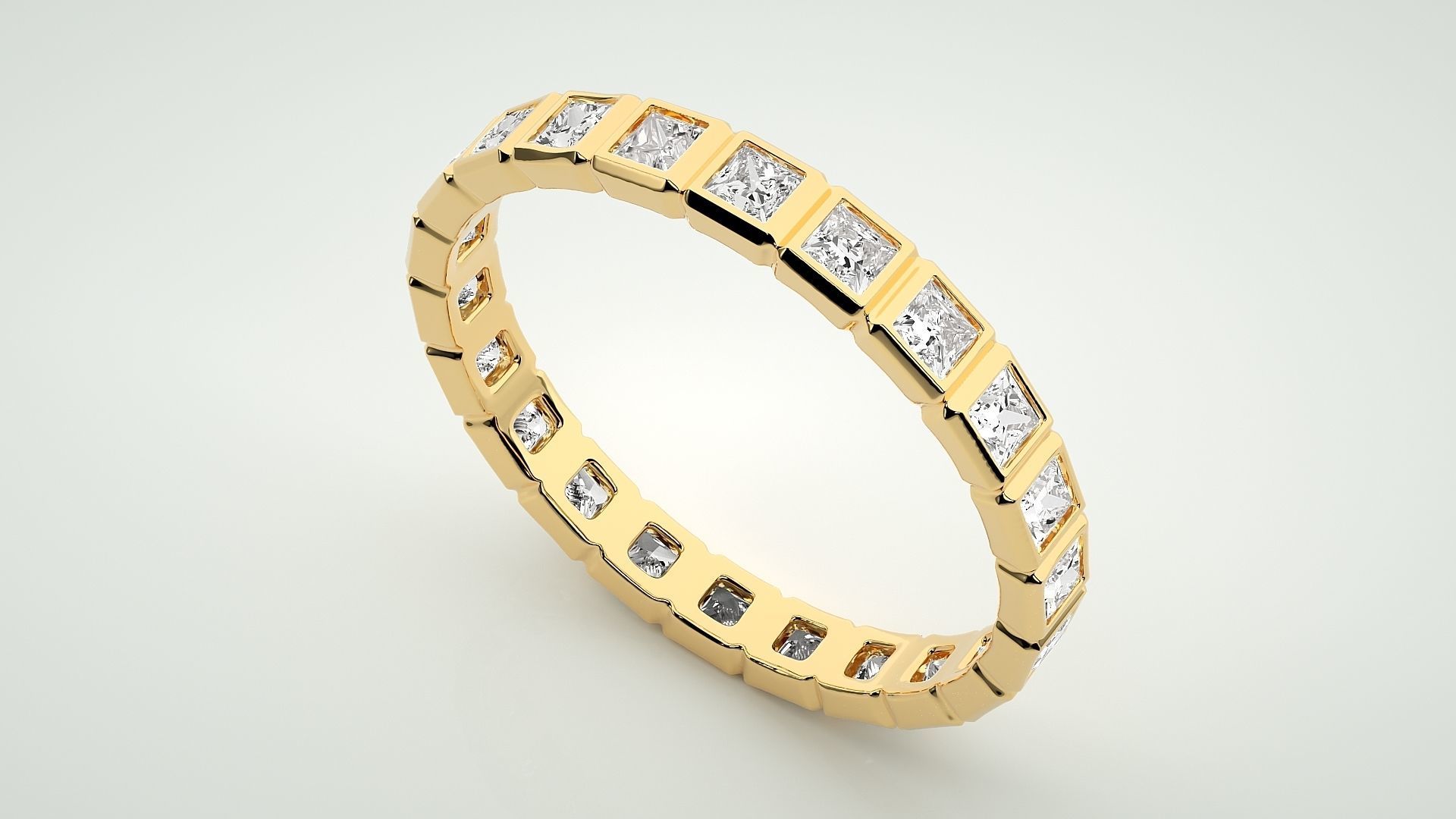 Princess Eternity Band Diamond Ring 3dm stl render detail 3D print model_8