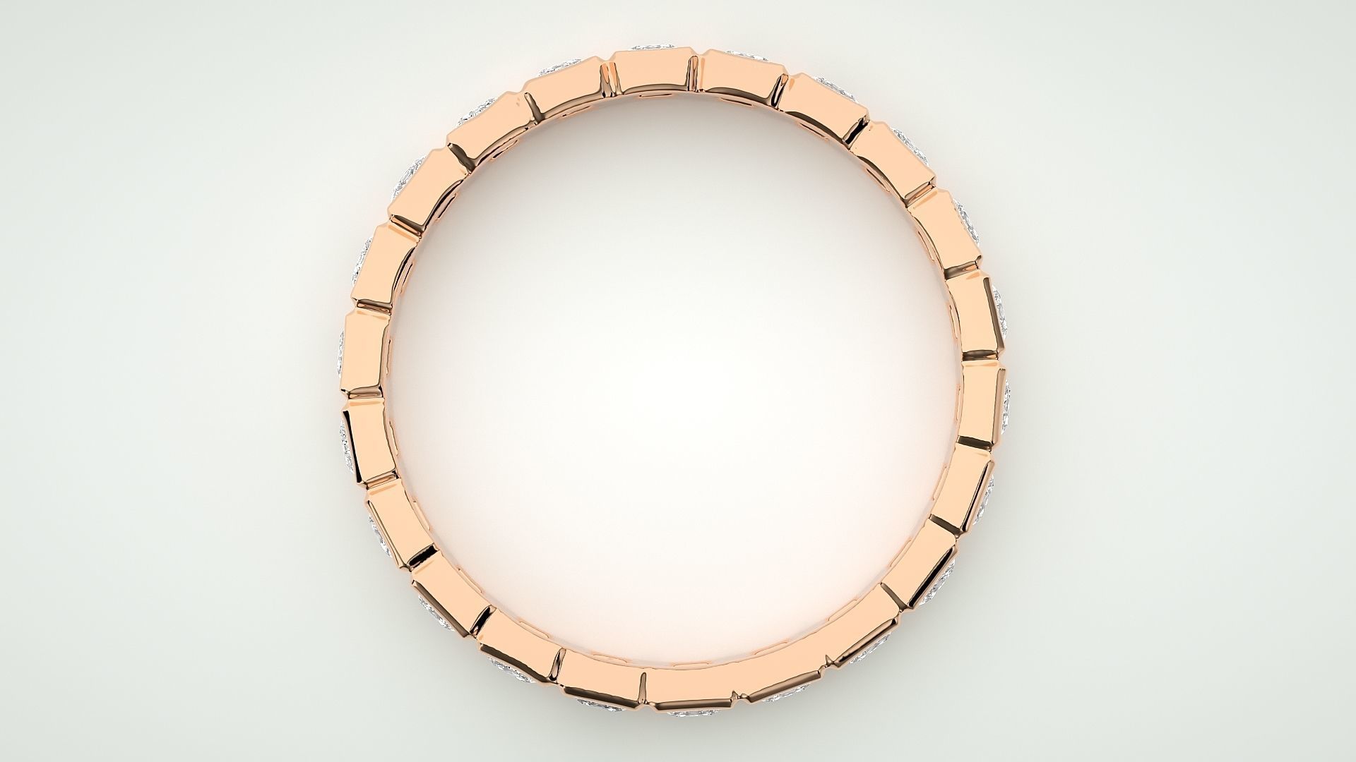 Princess Eternity Band Diamond Ring 3dm stl render detail 3D print model_1