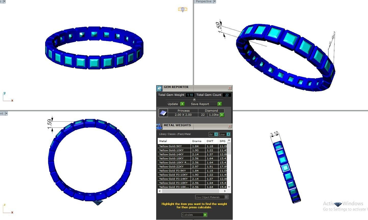 Princess Eternity Band Diamond Ring 3dm stl render detail 3D print model_9