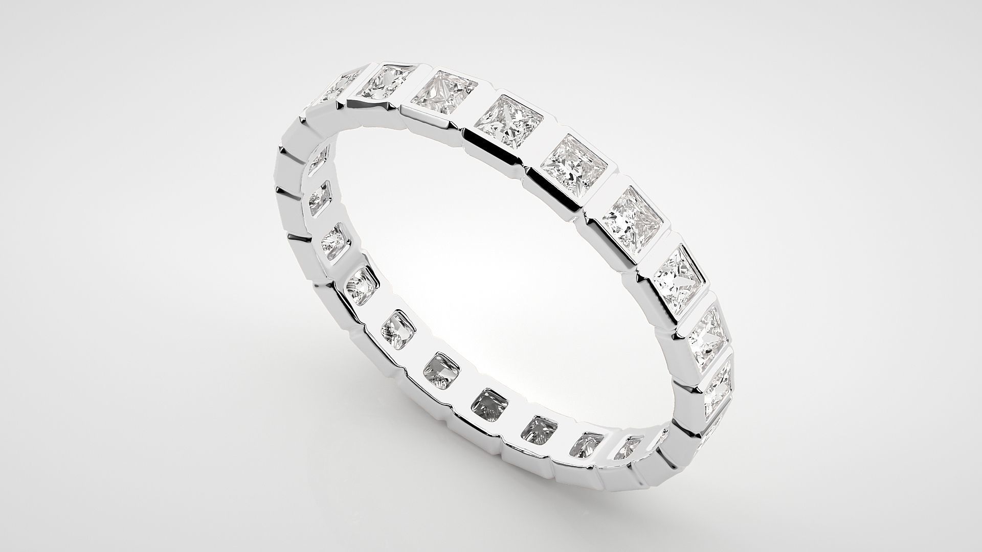 Princess Eternity Band Diamond Ring 3dm stl render detail 3D print model_5
