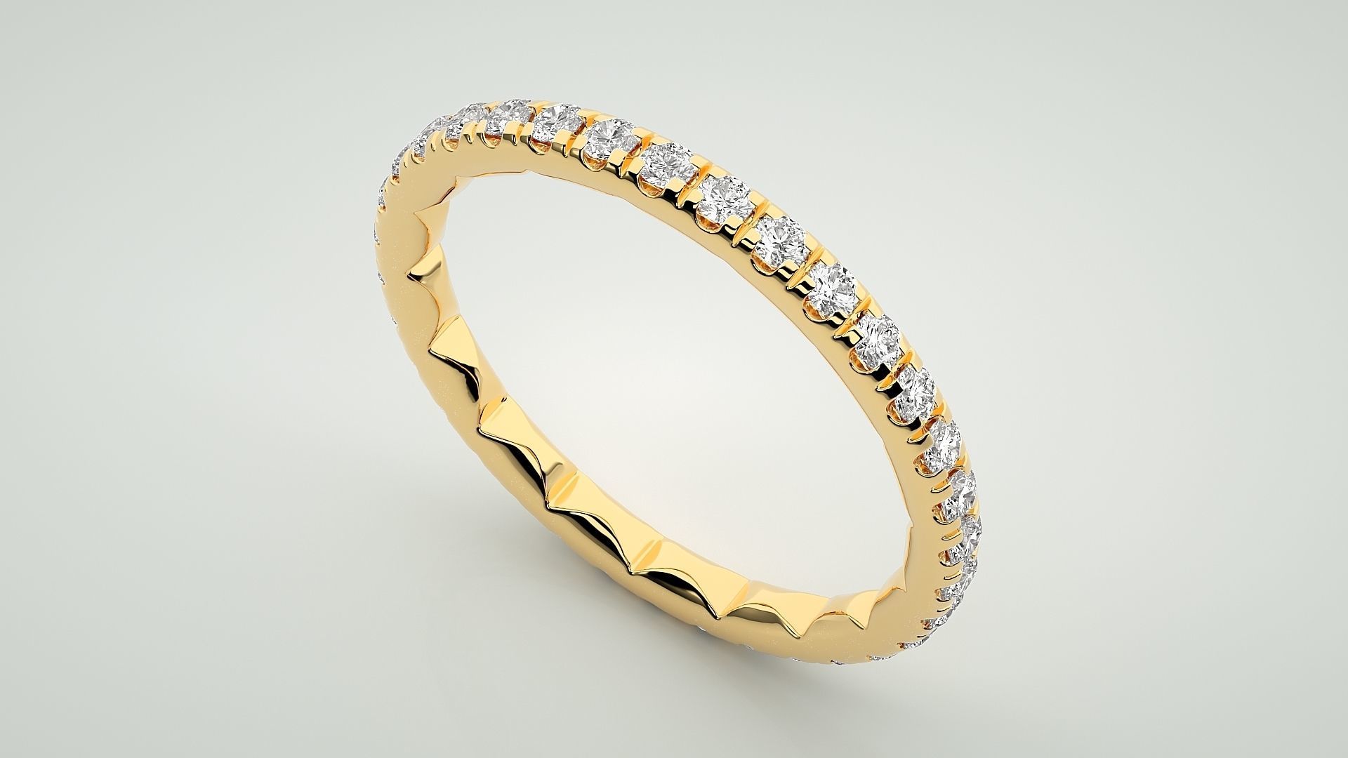 Eternity Band Diamond Ring 3dm stl render detail 3D print model_9