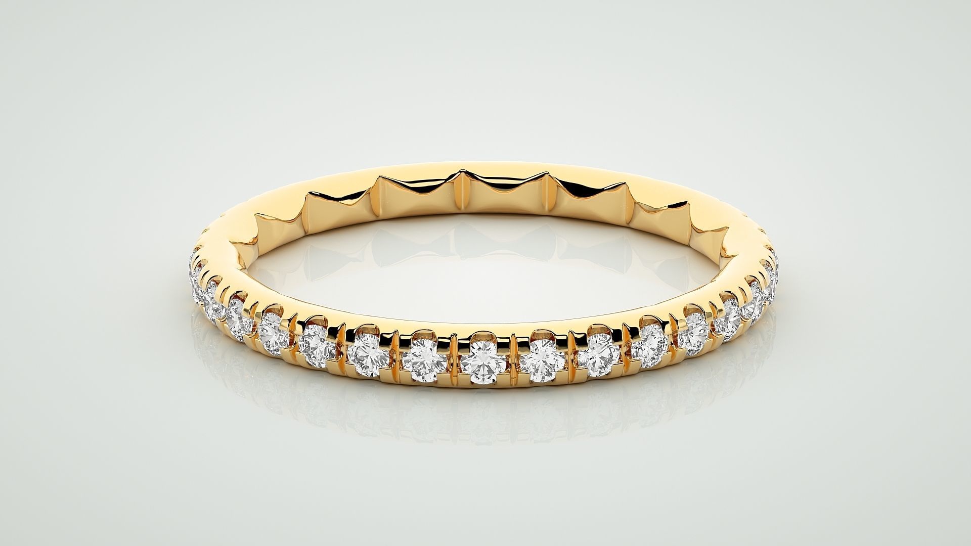 Eternity Band Diamond Ring 3dm stl render detail 3D print model_7