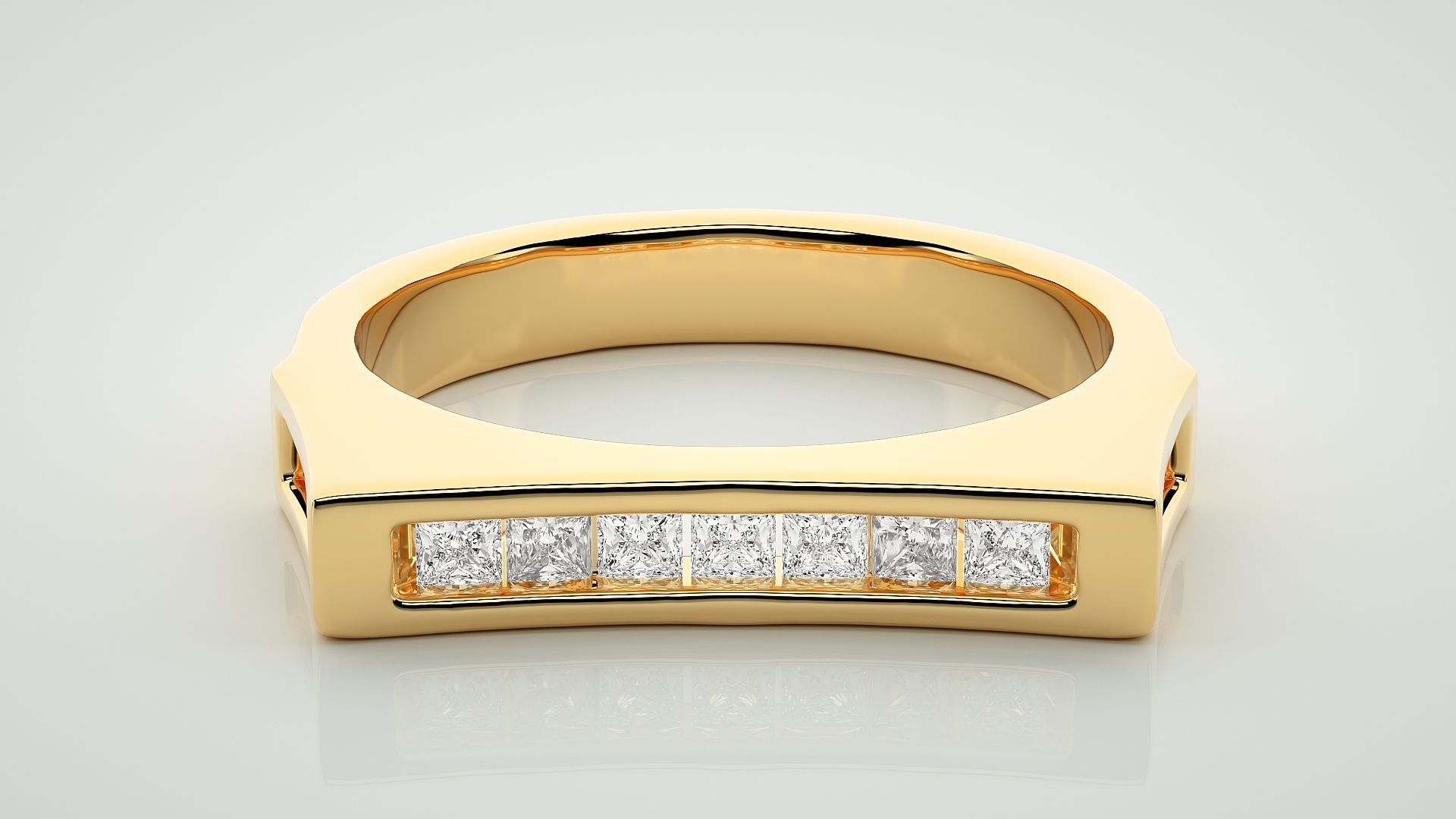 Princess Eternity Band Diamond Ring 3dm stl render detail 3D print model_7