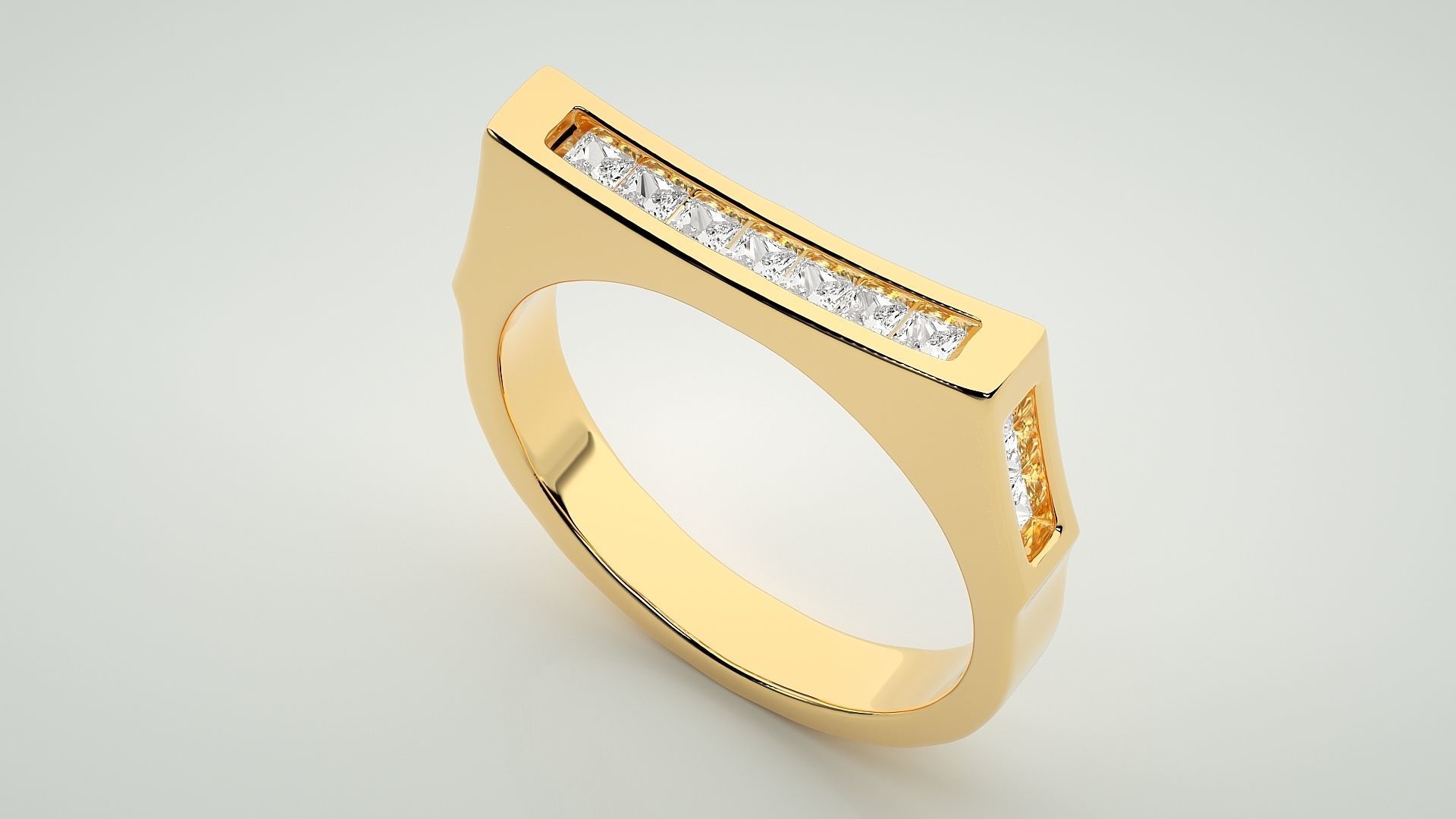 Princess Eternity Band Diamond Ring 3dm stl render detail 3D print model_9