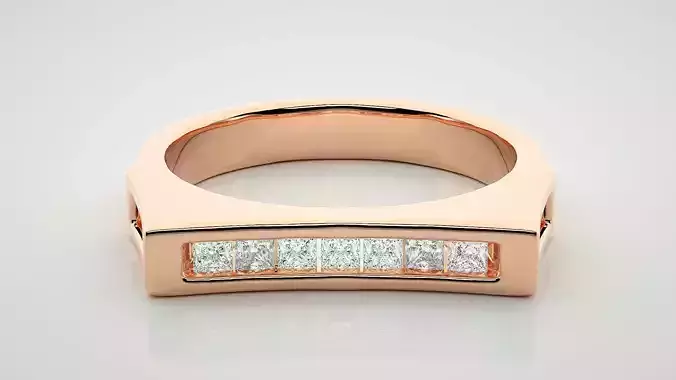 Princess Eternity Band Diamond Ring 3dm stl render detail 3D print model