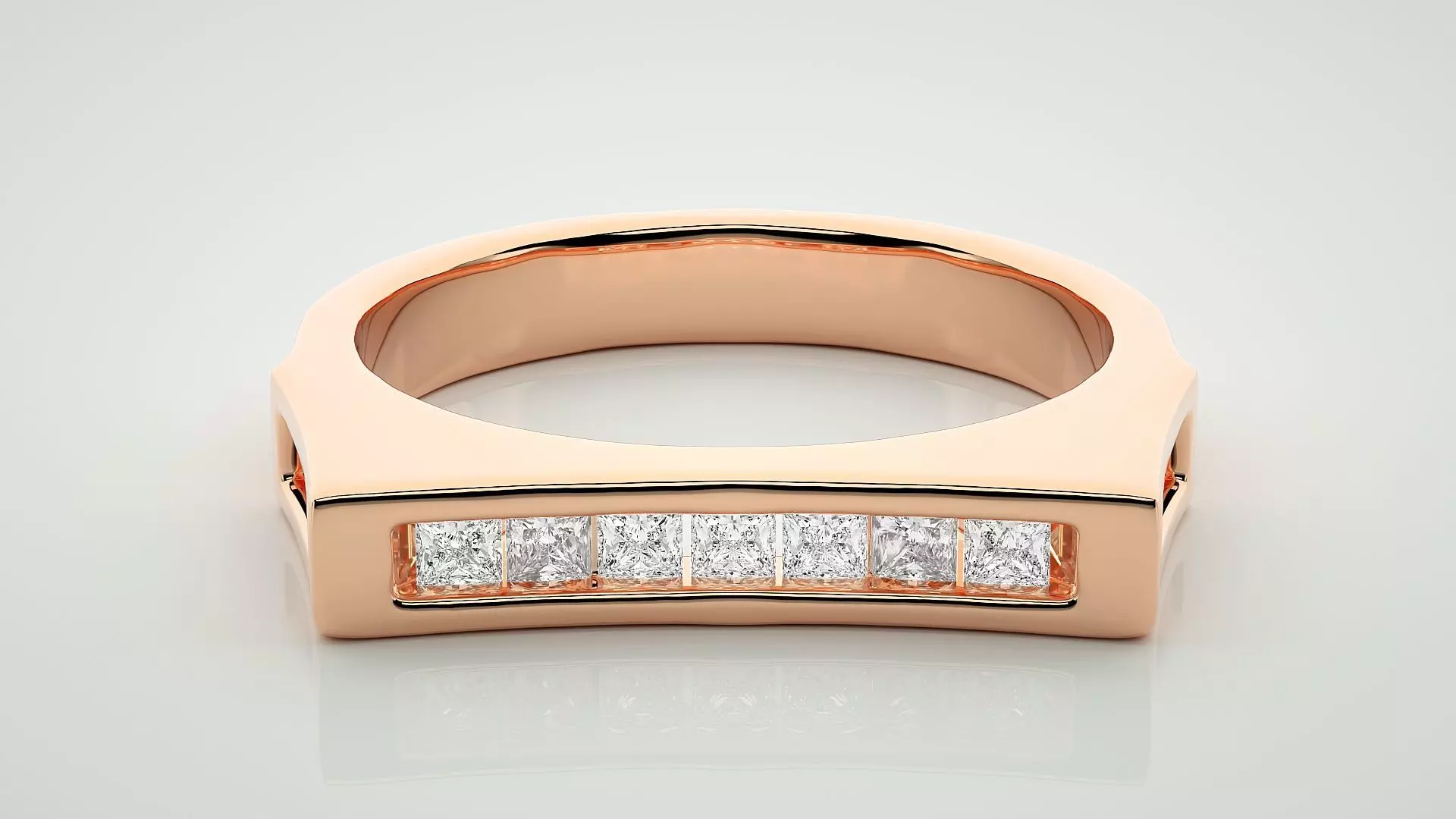 Princess Eternity Band Diamond Ring 3dm stl render detail 3D print model_0