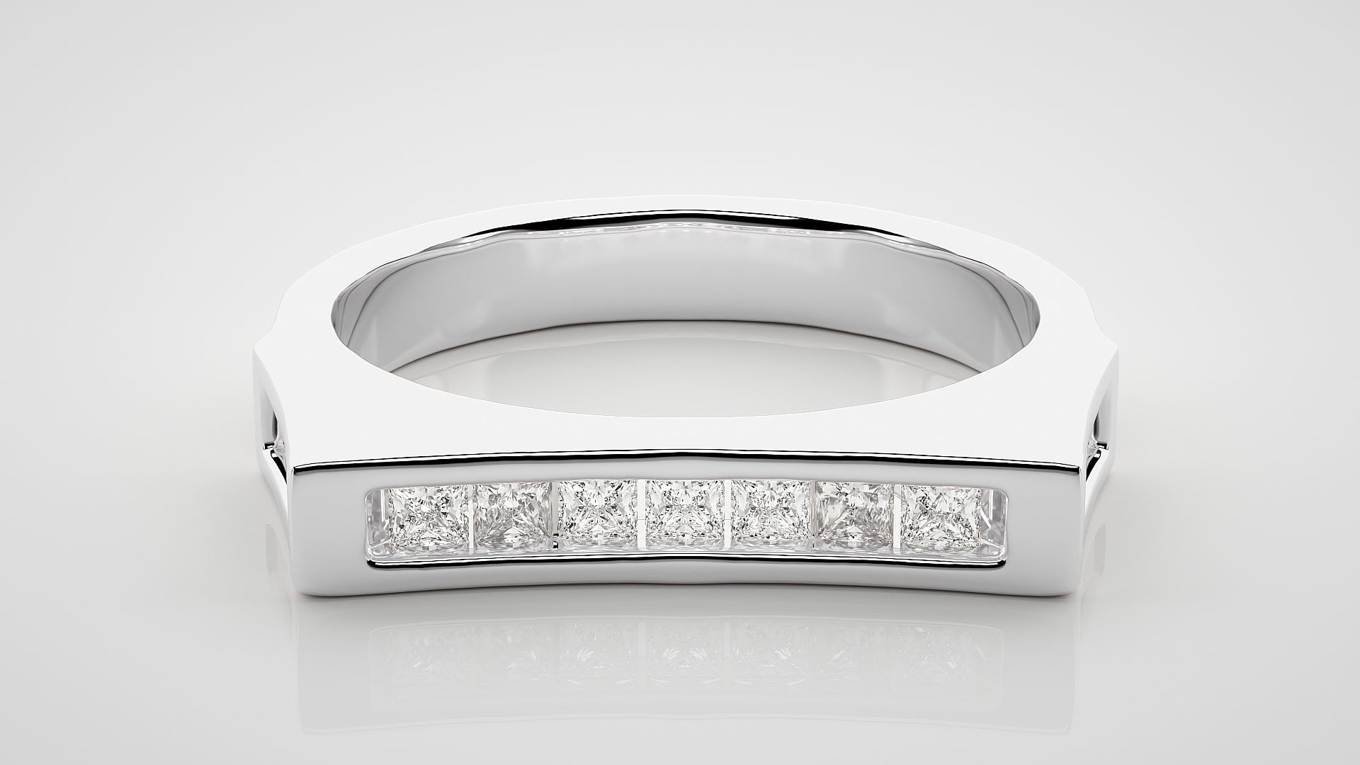 Princess Eternity Band Diamond Ring 3dm stl render detail 3D print model_4