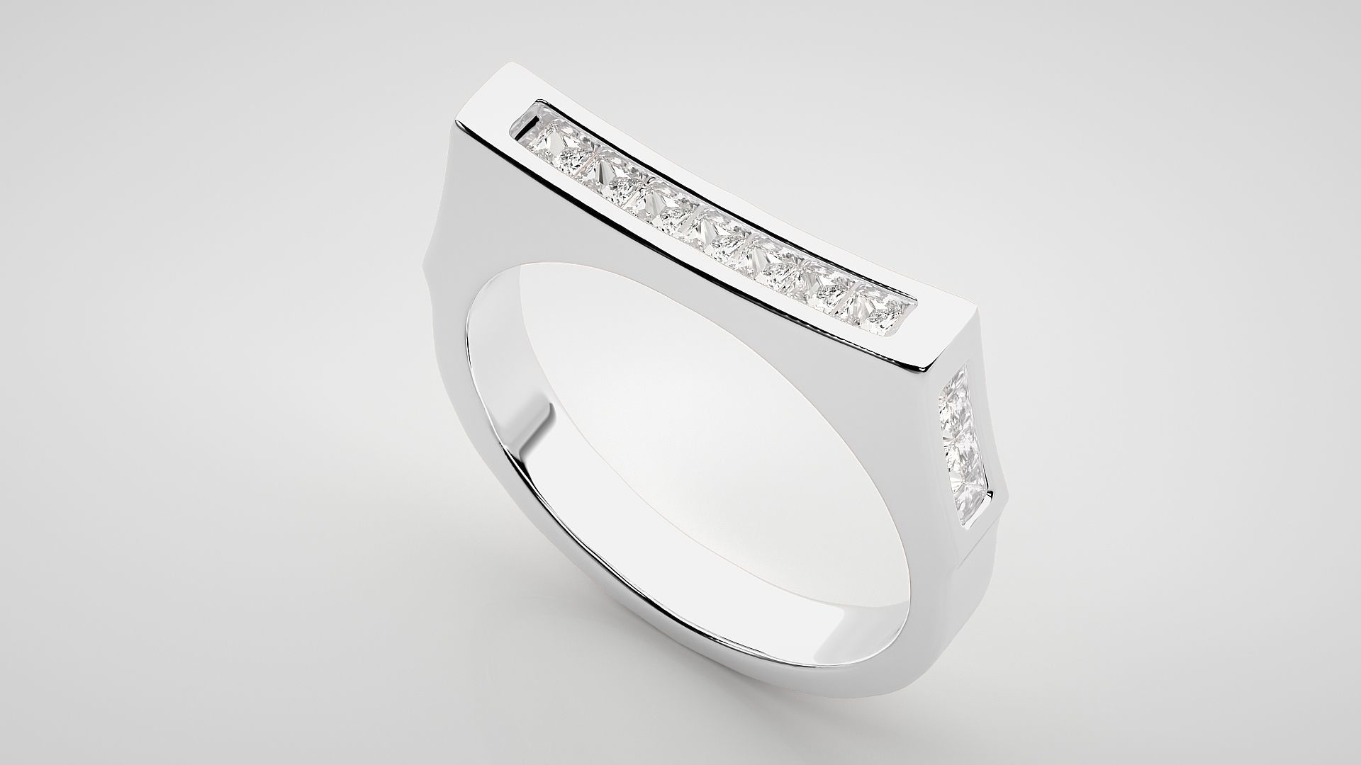 Princess Eternity Band Diamond Ring 3dm stl render detail 3D print model_6