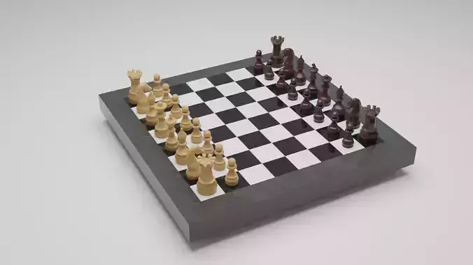 Chess board with pieces
