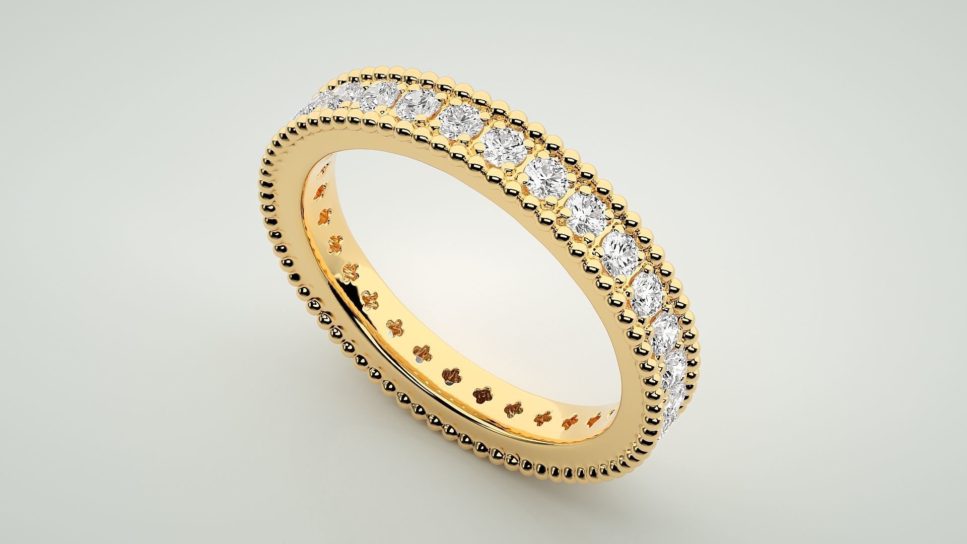 Eternity Band Diamond Ring 3dm stl render detail 3D print model_8